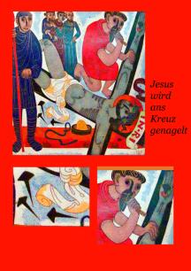 Jesus wird ans Kreuz genagelt