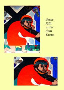 Jesus f�llt zum 2. Mal unter dem Kreuz