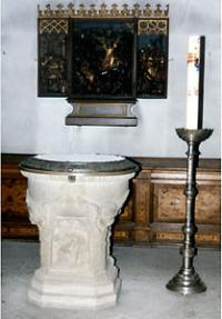 Der Taufstein der Kirche St. Martin in Bamberg