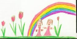Kinder mit Regenbogen