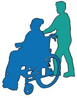 Pflege Mann mit Rollstuhl