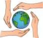 Hände um Weltkugel - Schöpfung Globus Klima Umwelt Welt