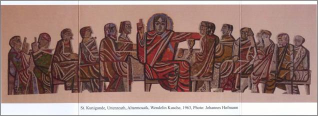 Klappkarte mit dem Altarmosaik von Wendelin Kusche