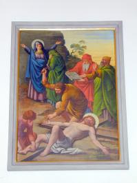 Jesus wird an das Kreuz genagelt