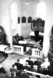 Vor der Renovierung: in den 50er-Jahren wurde die Sebastiani-kapelle von der evangelischen Gemeinde als regelmäßiger Gottesdienstraum benutzt.