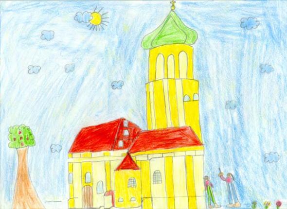 Wallfahrtskirche Maria Vesperbild in Schwaben, gemalt 2003 von Christian S�hnlein,  8 Jahre  -  www.maria-vesperbild.de