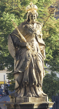 Barockfigur der hl. Kunigunde an der Unteren Br�cke in Bamberg