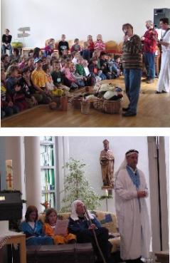 Kinderbibelwoche
  Bild oben - Plenum
  Bild unten - Abschlussgottesdienst
