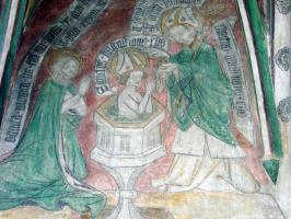 Fresko »Taufe des hl.Augustinus« in Neunkirchen a.Br. (um 1428)