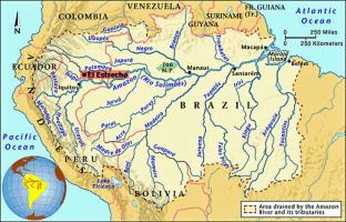 Einzugsgebiet des Amazonas - El Estrecho liegt am Putumayo, einem der großen Nebenflüsse des Amazonas.