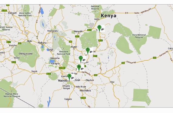 Karte Nairobi-Meru