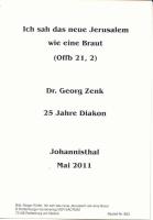 Andachtsbildchen zum 25j�rigen Diakonjubil�um von Dr. Georg Zenk 15.05.2011 in Johannisthal